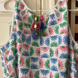 Adorable colorful Talbot’s knee length shift size 14 like new scallop w/necklace